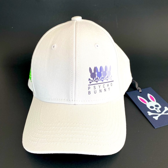 Psycho Bunny unisex White Baseball Cap/ Hat in white O/S NWT - Picture 1 of 9